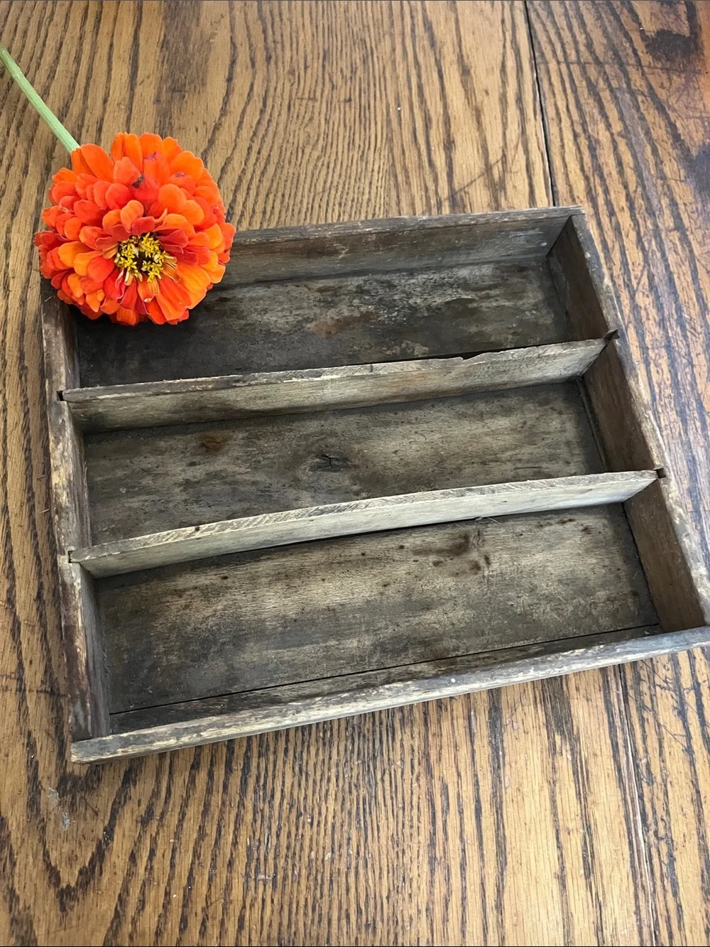 Vintage Wooden  Organizer Tray - Rustic Brown